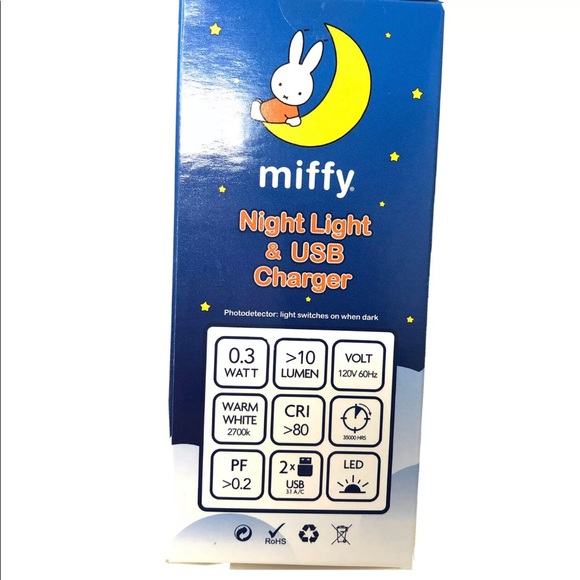 Miffy Yellow Bunny Warm White LED Night Light With Dual USB Charger 5” - Picture 4 of 7